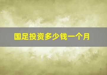 国足投资多少钱一个月