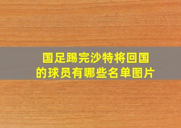 国足踢完沙特将回国的球员有哪些名单图片