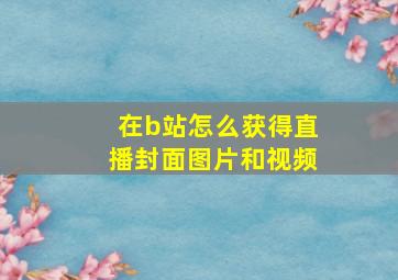 在b站怎么获得直播封面图片和视频