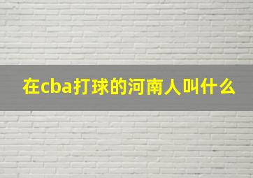 在cba打球的河南人叫什么