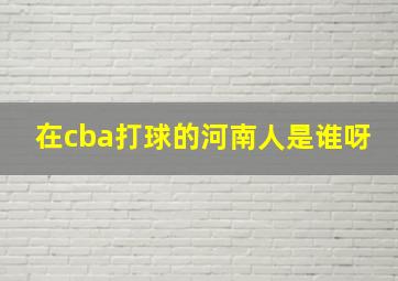 在cba打球的河南人是谁呀