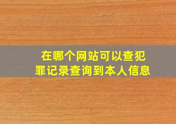 在哪个网站可以查犯罪记录查询到本人信息