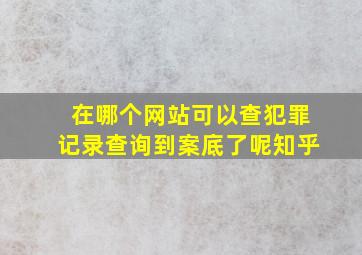 在哪个网站可以查犯罪记录查询到案底了呢知乎