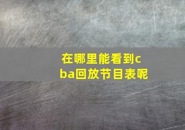 在哪里能看到cba回放节目表呢