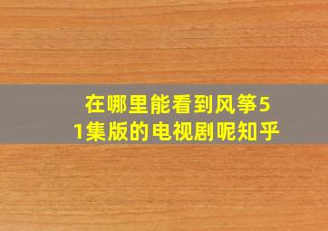 在哪里能看到风筝51集版的电视剧呢知乎