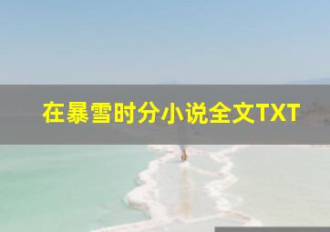 在暴雪时分小说全文TXT