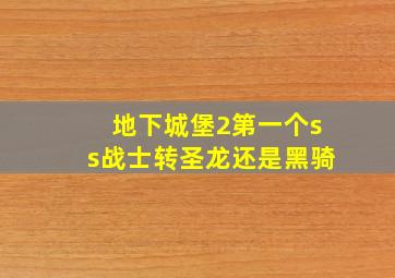 地下城堡2第一个ss战士转圣龙还是黑骑