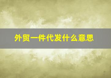 外贸一件代发什么意思