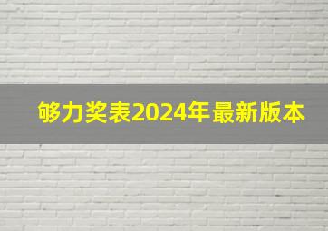 够力奖表2024年最新版本