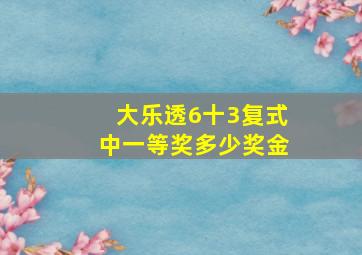 大乐透6十3复式中一等奖多少奖金