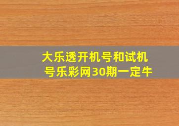 大乐透开机号和试机号乐彩网30期一定牛