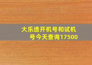 大乐透开机号和试机号今天查询17500