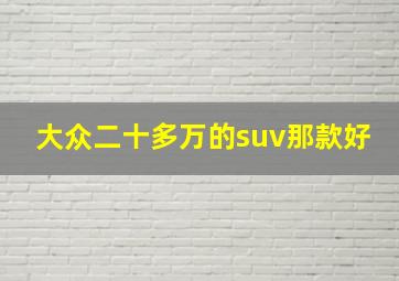 大众二十多万的suv那款好