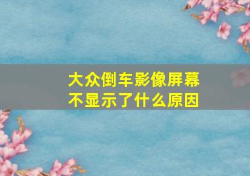 大众倒车影像屏幕不显示了什么原因