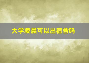 大学凌晨可以出宿舍吗