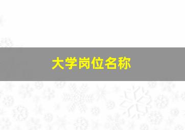 大学岗位名称