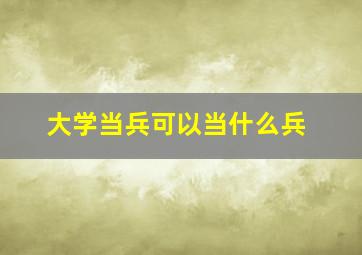 大学当兵可以当什么兵