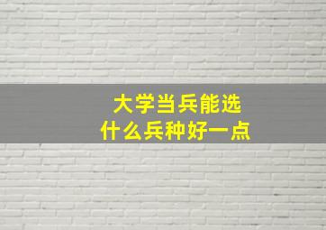 大学当兵能选什么兵种好一点