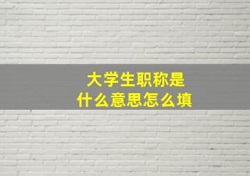 大学生职称是什么意思怎么填