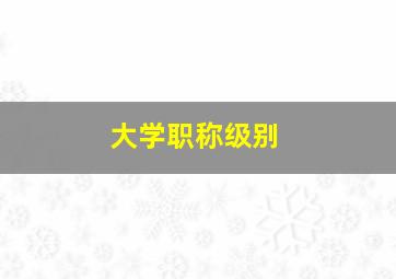 大学职称级别