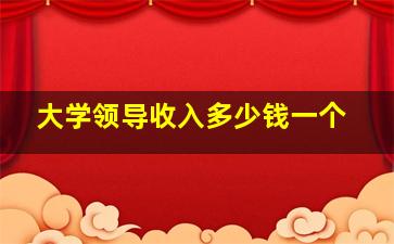 大学领导收入多少钱一个