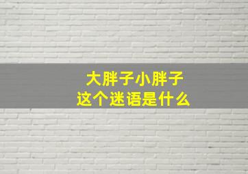 大胖子小胖子这个迷语是什么