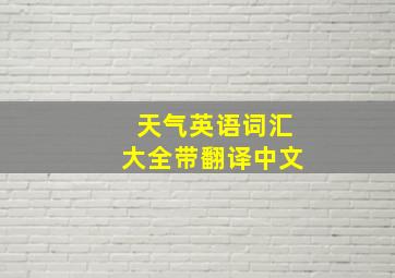 天气英语词汇大全带翻译中文