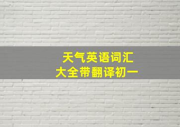 天气英语词汇大全带翻译初一