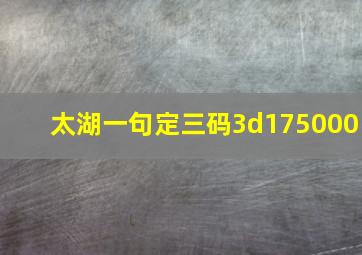 太湖一句定三码3d175000