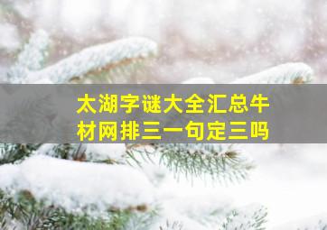 太湖字谜大全汇总牛材网排三一句定三吗