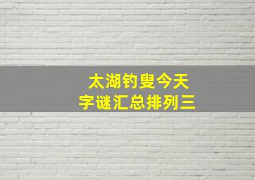 太湖钓叟今天字谜汇总排列三