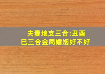 夫妻地支三合:丑酉巳三合金局婚姻好不好