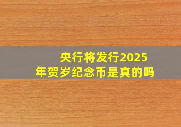 央行将发行2025年贺岁纪念币是真的吗