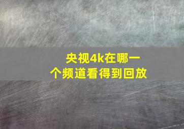 央视4k在哪一个频道看得到回放