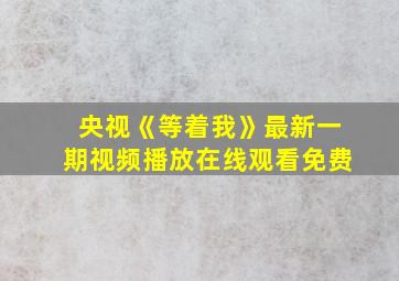 央视《等着我》最新一期视频播放在线观看免费