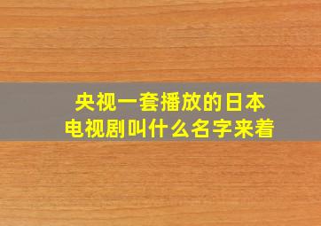 央视一套播放的日本电视剧叫什么名字来着