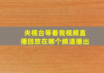 央视台等着我视频直播回放在哪个频道播出