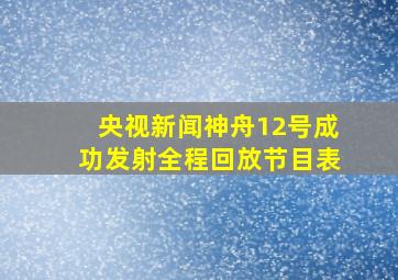 央视新闻神舟12号成功发射全程回放节目表