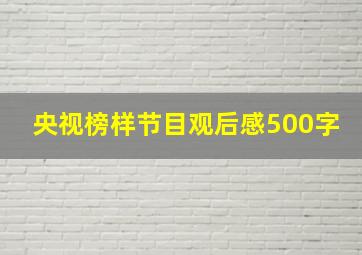 央视榜样节目观后感500字