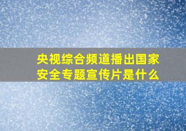 央视综合频道播出国家安全专题宣传片是什么