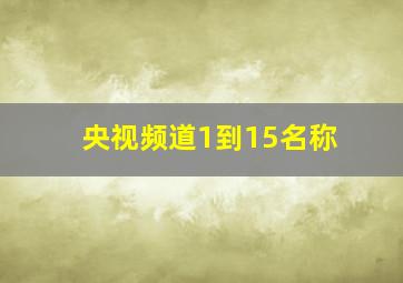 央视频道1到15名称