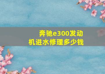 奔驰e300发动机进水修理多少钱