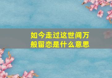 如今走过这世间万般留恋是什么意思