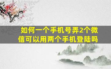 如何一个手机号弄2个微信可以用两个手机登陆吗