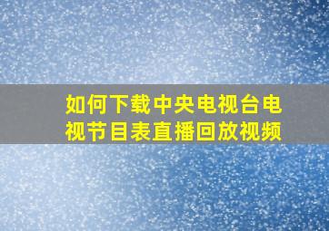 如何下载中央电视台电视节目表直播回放视频