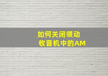 如何关闭领动收音机中的AM