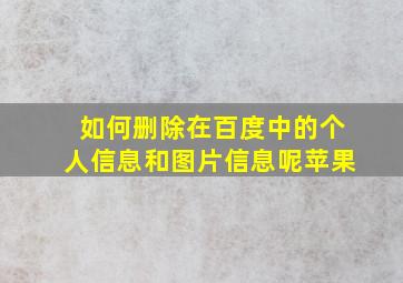 如何删除在百度中的个人信息和图片信息呢苹果