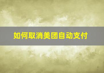 如何取消美团自动支付