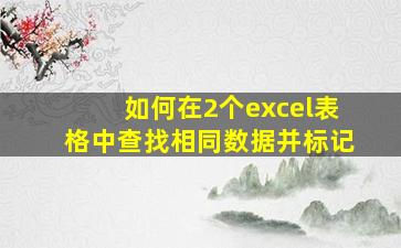 如何在2个excel表格中查找相同数据并标记