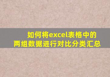 如何将excel表格中的两组数据进行对比分类汇总